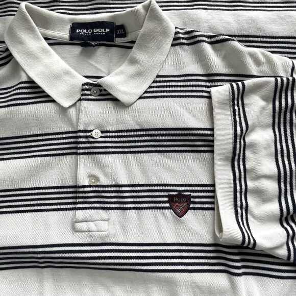 POLO GOLF Ralph Lauren Blue Striped Cotton Short Sleeve Polo Shirt Men’s XXL - Picture 1 of 7